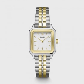 Montre Gracieuse  petite, couleur or argent, cadran carré blanc & bracelet oyster - CLUSE