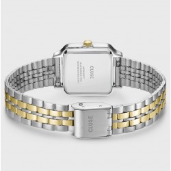 Montre Gracieuse petite, or argent, cadran carré blanc & bracelet oyster