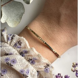 Bracelet Jonc fin ouvert en plaqué or & gravé AMOUR - THEMA