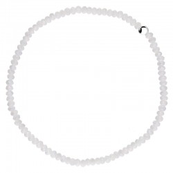 Bracelet fin élastiqué Argent & Perles de verre blanche - DORIANE Bijoux
