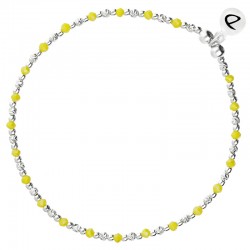 Bracelet fin élastiqué MAYOTTE argent - Perles jaune irisé - DORIANE Bijoux