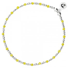 Bracelet fin élastiqué MAYOTTE argent - Perles jaune irisé - DORIANE Bijoux