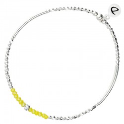 Bracelet élastiqué SILVER FLIRTING argent - Perles de verre jaune - DORIANE Bijoux
