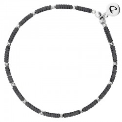Bracelet fin élastiqué NOVARA - Perles argent Hématites mates - DORIANE Bijoux
