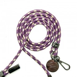 Lanière cordon smartphone LIAM violet beige Mousquetons noir métallisé LA COQUE FRANCAISE