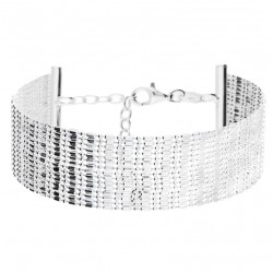Bracelet manchette argent, 15 chaînes fines pluie de perles - DORIANE Bijoux