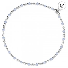 Bracelet fin élastiqué MAYOTTE argent - Perles bleu ciel irisé - DORIANE Bijoux