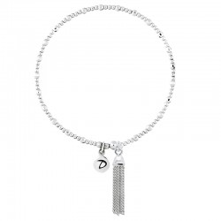 Bracelet fin élastiqué CLASSY en Argent - Perles & Pompon chaînes - DORIANE Bijoux