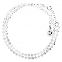 Bracelet fin élastiqué DEUX TOURS en Argent & Chaîne mailles rondes plates - DORIANE Bijoux