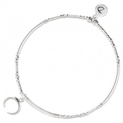 Bracelet fin élastiqué en Argent CROISSANT - Tubes lisses & diamantés - DORIANE Bijoux