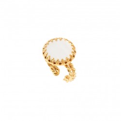 Bague large ajustable CAPRAIA dorée - Cabochon rond nacre - SATELLITE