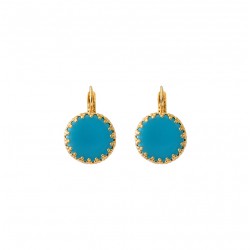 Boucles d'oreilles dormeuses CAPRAIA Or, Cabochon rond & Résine Turquoise - SATELLITE