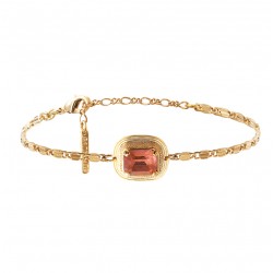 Bracelet chaîne SOLEIL doré & Cabochon Cristal prestige rose - SATELLITE