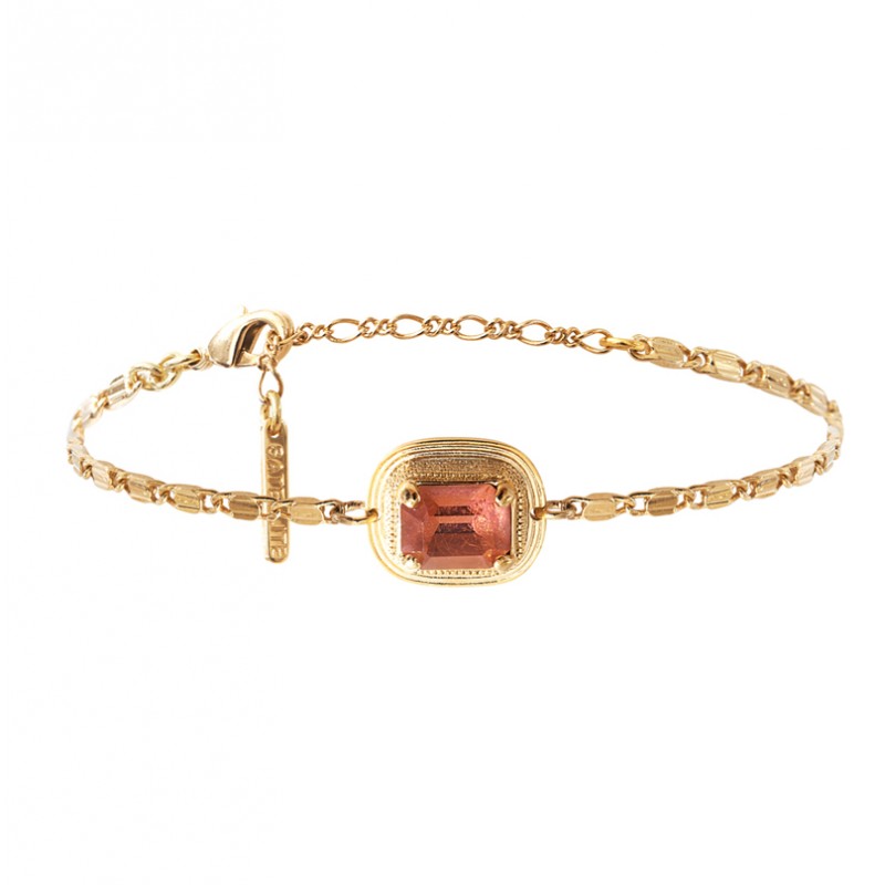 Collier Mi-long Satellite 'Diabolo' - Cœur Rose/rouge émail Et Bronze - Occasion