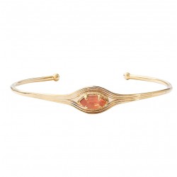 Bracelet Jonc SOLEIL doré & Cabochon cristal prestige rose - SATELLITE