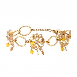 Bracelet chaîne CAPRAIA doré - Décor baroque coloré & Grenat orange - SATELLITE