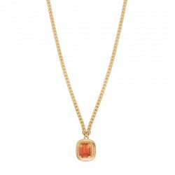 Collier chaîne SOLEIL doré & Pendentif cabochon cristal prestige rose - SATELLITE