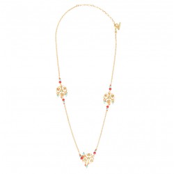 Collier chaîne CAPRAIA doré - Pendentifs baroques & Perles émaillées turquoise - SATELLITE