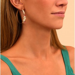 Boucles d'oreilles créoles SOLEIL Or & Cabochon cristal prestige multicolore