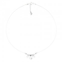 Collier court cordon blanc en argent - Pendentif Pastille & Etoile du nord