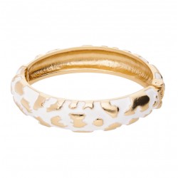 Bracelet Jonc Amok LEOPARD Doré - Email Blanc - ARGELOUSE