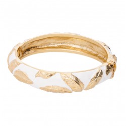 Bracelet Jonc Amok TROPICALL Doré - Email Blanc - ARGELOUSE
