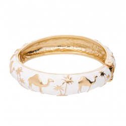 Bracelet Jonc Amok CAMEL Doré - Email Blanc ARGELOUSE