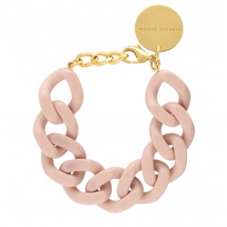Bracelet FLAT CHAIN MATT BABY ROSE Doré, Gros Maillons rose - VANESSA BARONI