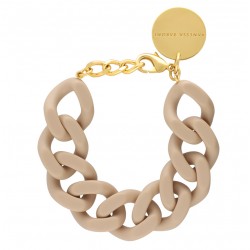 Bracelet FLAT CHAIN MATT BEIGE Doré, Gros Maillons beige - VANESSA BARONI