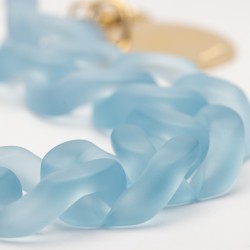 Bracelet FLAT CHAIN ICED BLUE Doré, Gros Maillons bleu glacé