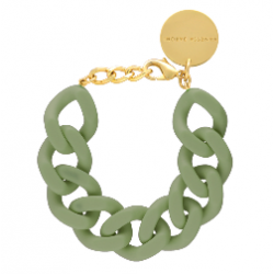 Bracelet FLAT CHAIN MINT Doré, Gros Maillons vert menthe - VANESSA BARONI
