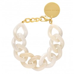 Bracelet FLAT CHAIN WHITE MARBLE Doré, Gros Maillons blanc marbré - VANESSA BARONI