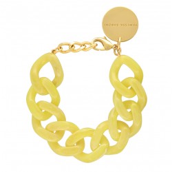 Bracelet FLAT CHAIN YELLOW MARBLE Doré, Gros Maillons jaune marbré - VANESSA BARONI