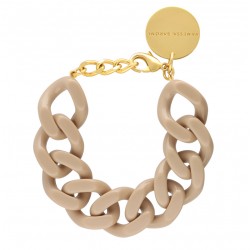 Bracelet FLAT CHAIN BEIGE Doré, Gros Maillons beige VANESSA BARONI
