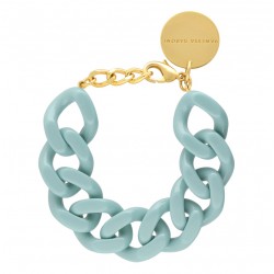 Bracelet FLAT CHAIN BABY BLUE Doré, Gros Maillons bleu ciel