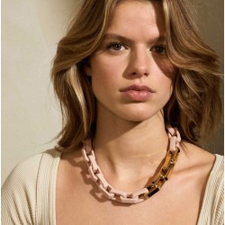 Collier court TANK MATT BABY ROSE Doré - Maillons rectangles dorés & rosés