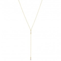 Collier chaîne Y CHAPELET GOUTTE Or - Fins Cristaux multi blanc - Une à Une