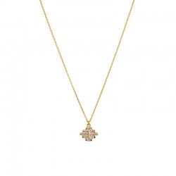 Collier court TAMPA OR - Chaîne fine & Cristaux baguettes blancs - Une à Une