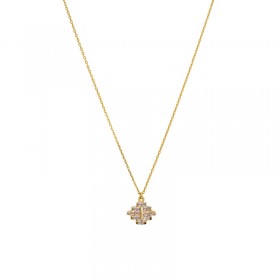 Collier court TAMPA OR - Chaîne fine & Cristaux baguettes blancs - Une à Une