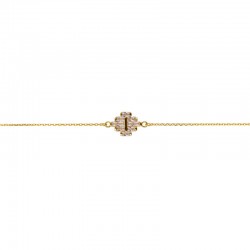 Bracelet fin TAMPA Or - Chaîne & Cristaux baguettes blancs - Une à Une