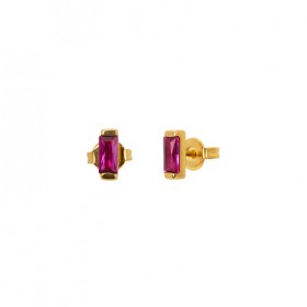 Boucles d'oreilles mini puces CRYSTAL Or - Barrette Cristal fuschia - Une à Une