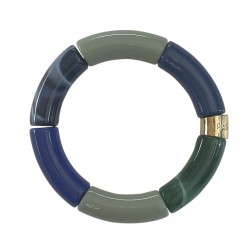 Bracelet jonc élastiqué doré PIPOCA MARINHO 3 - Bleu & vert PARABAYA