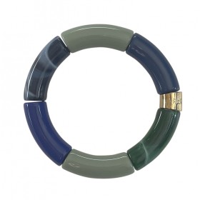 Bracelet jonc élastiqué doré PIPOCA MARINHO 3 - Bleu & vert PARABAYA