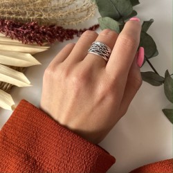 Bague large en Argent vieilli ROPE VINTAGE - Décor Cordes TAILLE 56