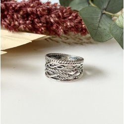 Bague large en Argent vieilli ROPE VINTAGE - Décor Cordes TAILLE 56