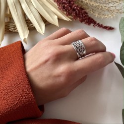 Bague large en Argent vieilli ROPE VINTAGE - Décor Cordes TAILLE 56
