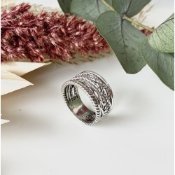Bague large en Argent vieilli ROPE VINTAGE - Décor Cordes TAILLE 56