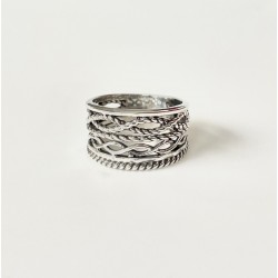 Bague large en Argent vieilli ROPE VINTAGE - Décor Cordes TAILLE 56