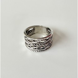 Bague large en Argent vieilli ROPE VINTAGE - Décor Cordes TAILLE 56