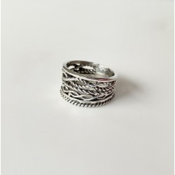 Bague large en Argent vieilli ROPE VINTAGE - Décor Cordes TAILLE 56